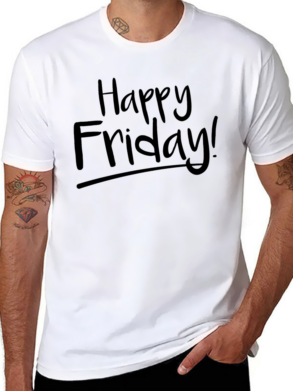 Happy Friday Black Crewneck T-Shirt