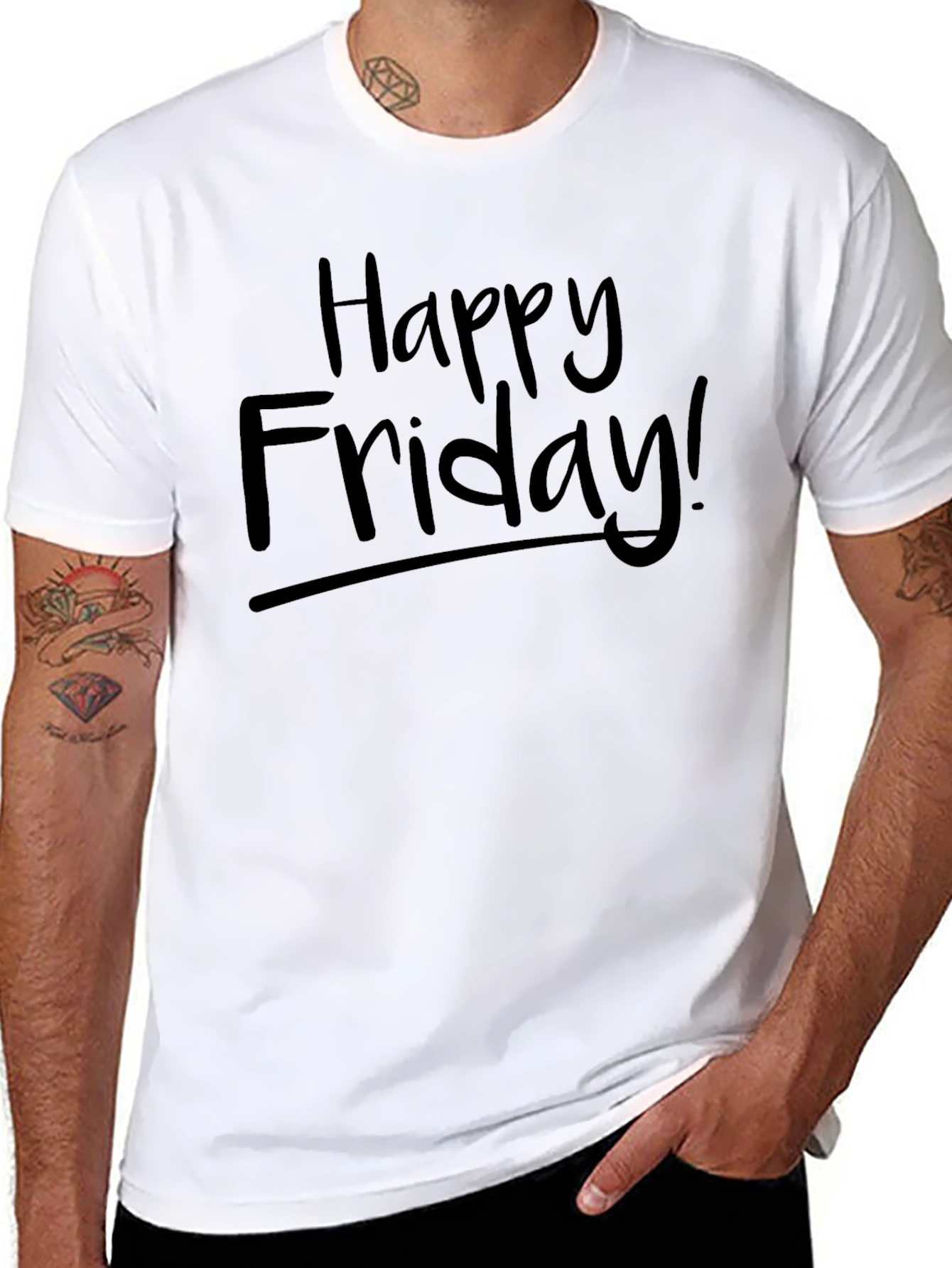 Happy Friday Black Crewneck T-Shirt