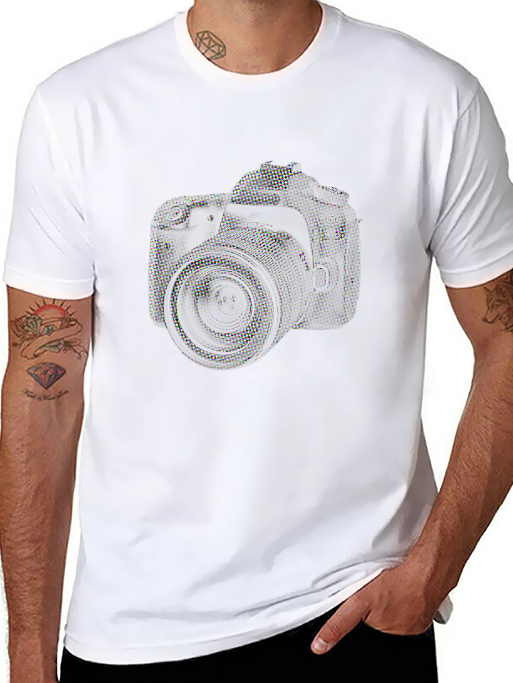 Camera Graphic Print T-Shirt - Black