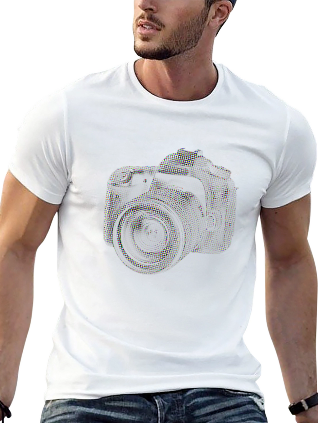 Camera Graphic Print T-Shirt - Black