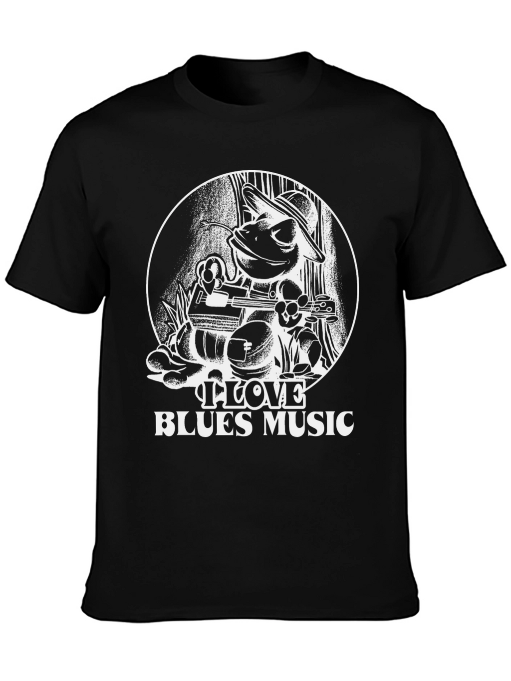 I Love Blues Music Frog Graphic T-Shirt