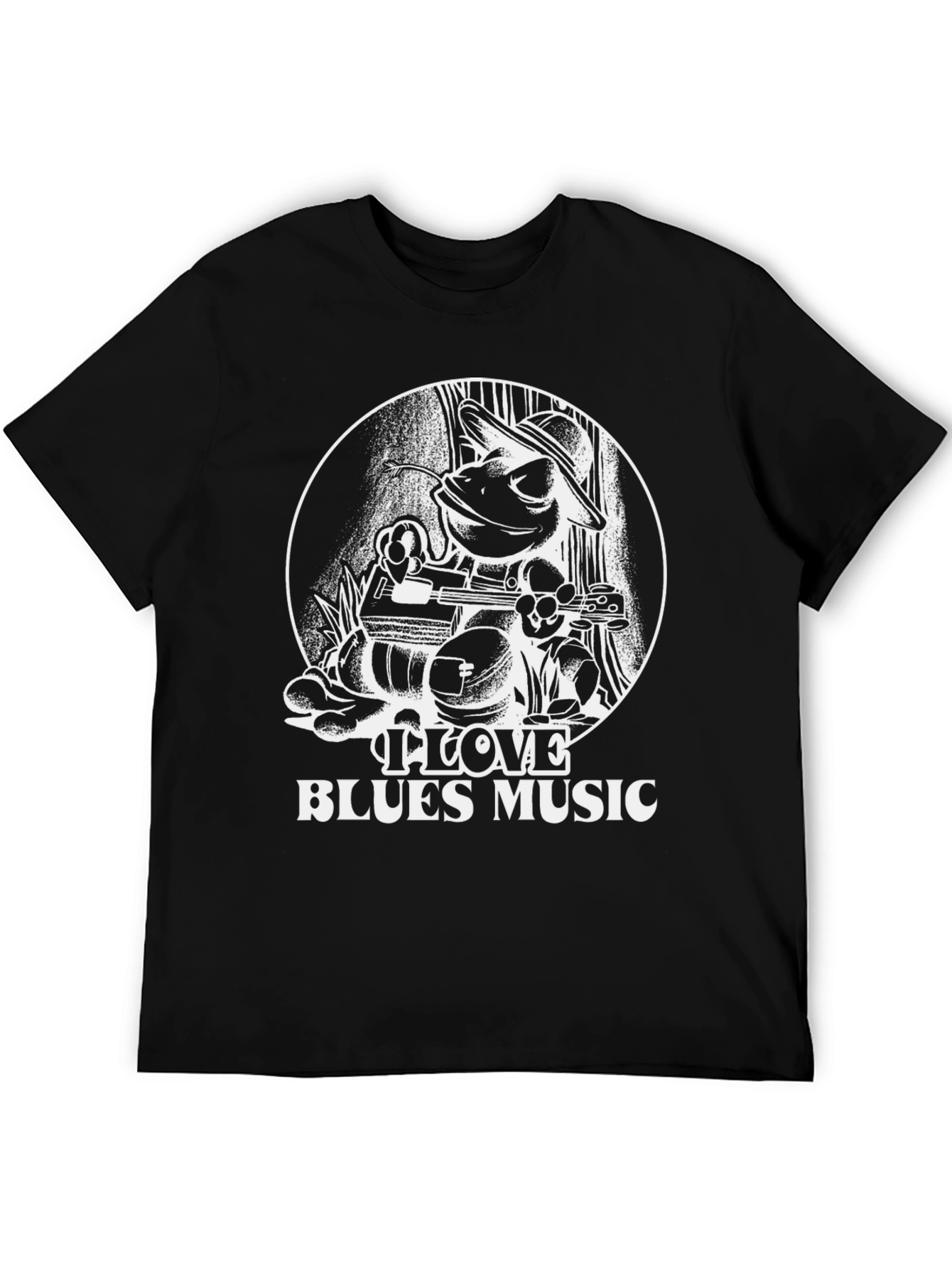 I Love Blues Music Frog Graphic T-Shirt