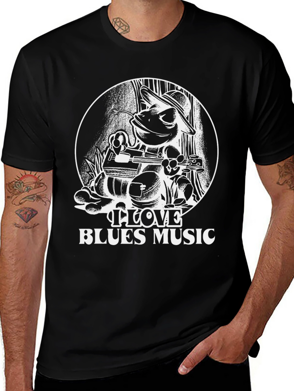 I Love Blues Music Frog Graphic T-Shirt