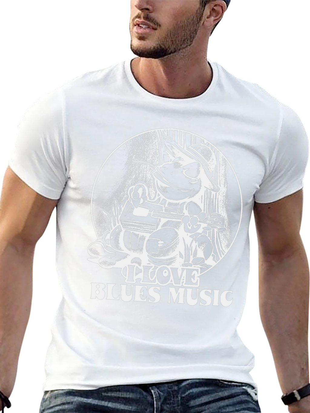 I Love Blues Music Frog Graphic T-Shirt