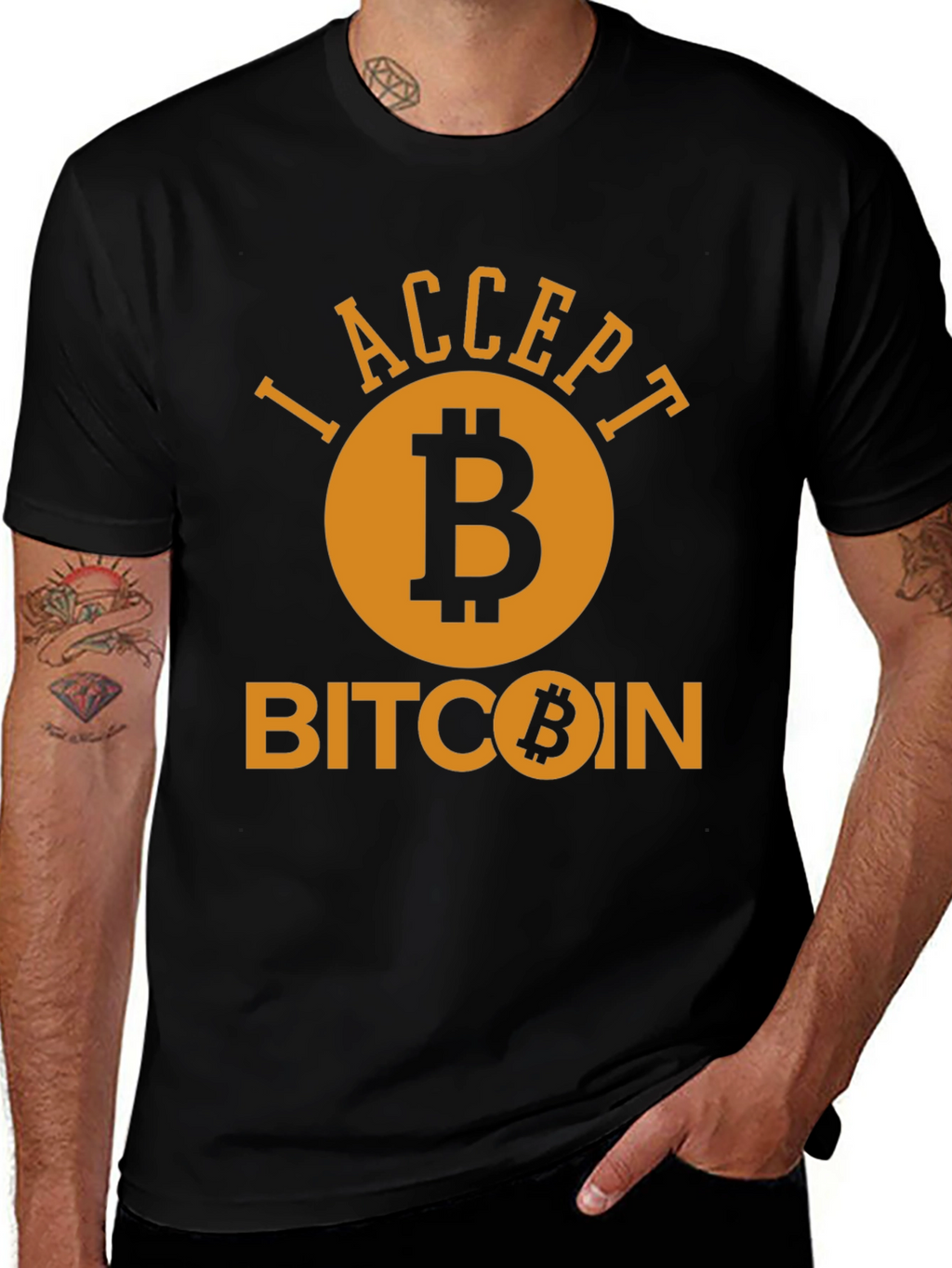 I Accept Bitcoin Black T-Shirt