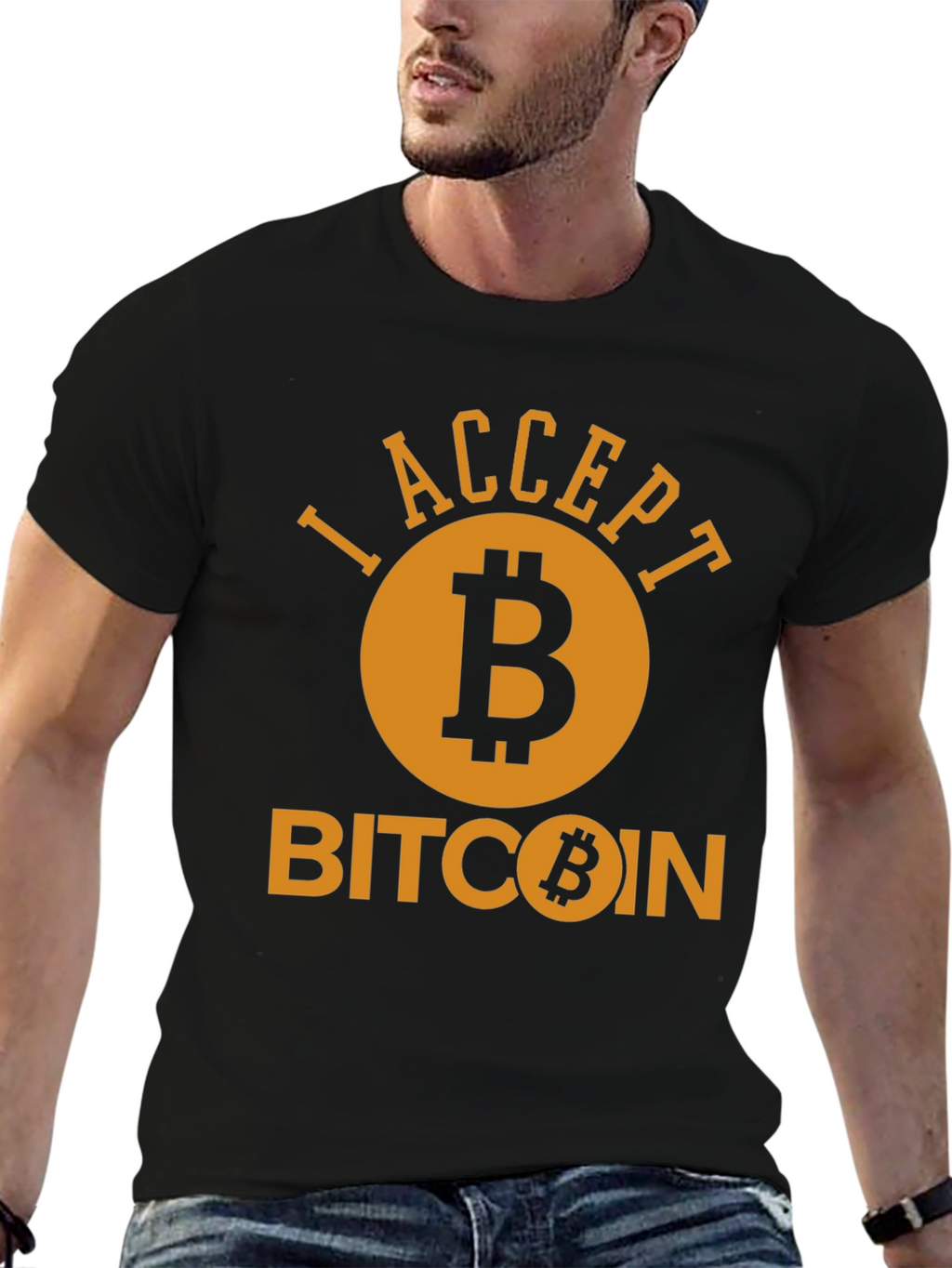 I Accept Bitcoin Black T-Shirt