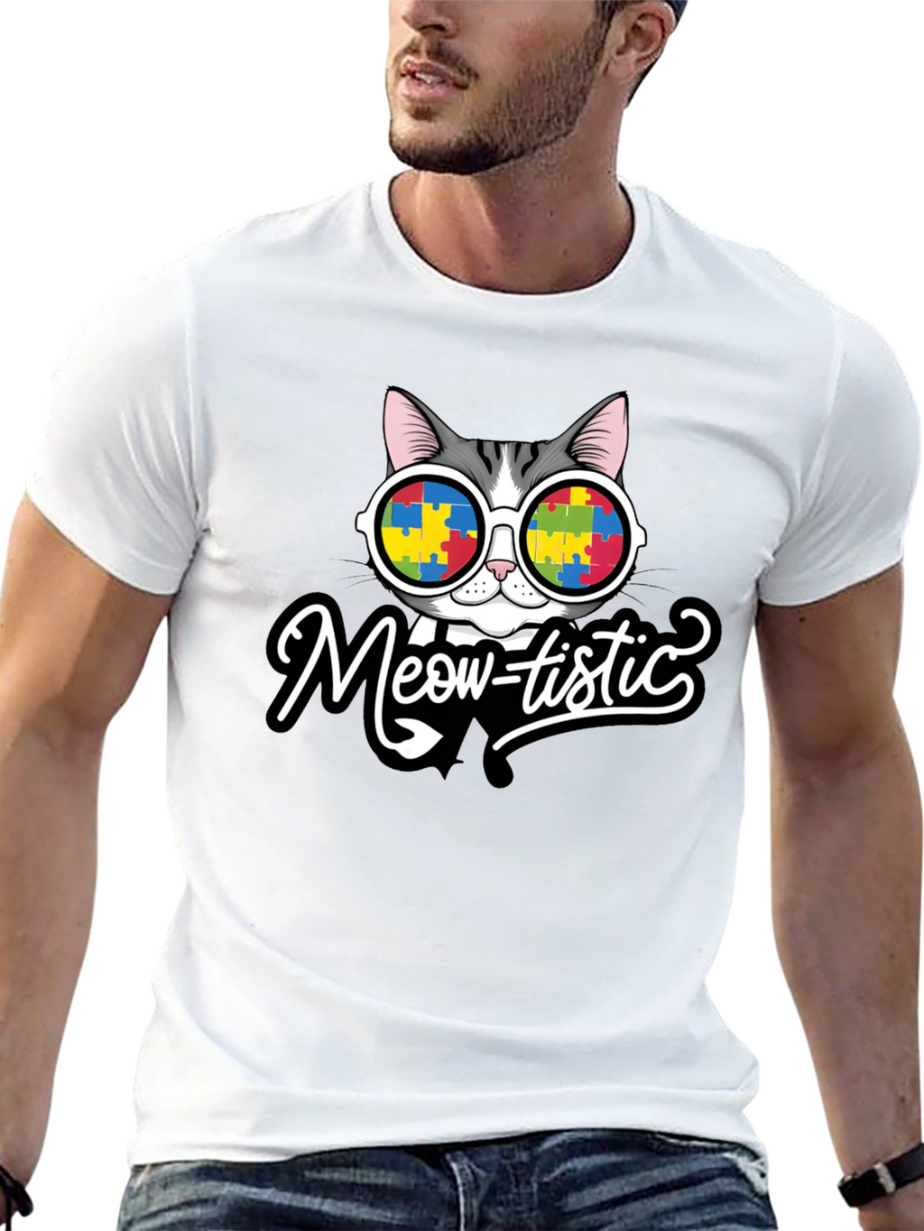 Meow-tistic Cat Autism Awareness T-Shirt