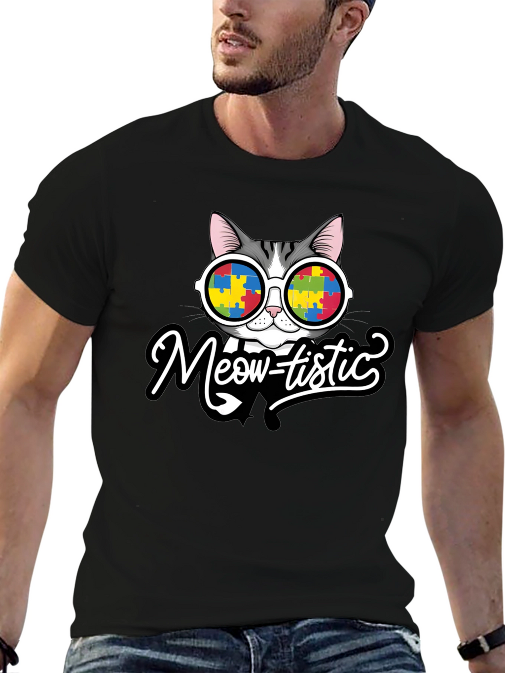 Meow-tistic Cat Autism Awareness T-Shirt