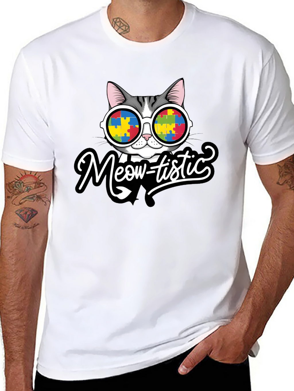 Meow-tistic Cat Autism Awareness T-Shirt