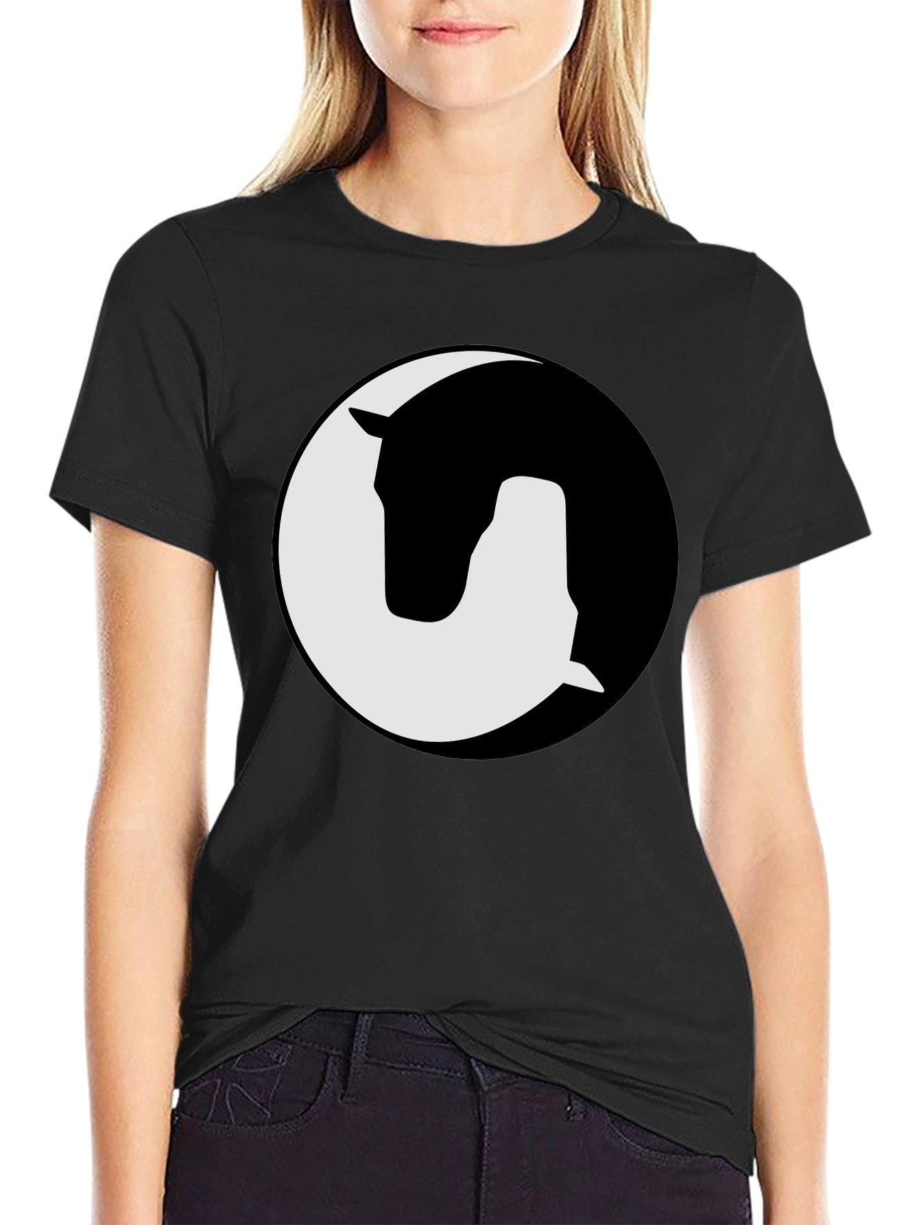 Yin Yang Horse Graphic Tee - Mens Black T-Shirt