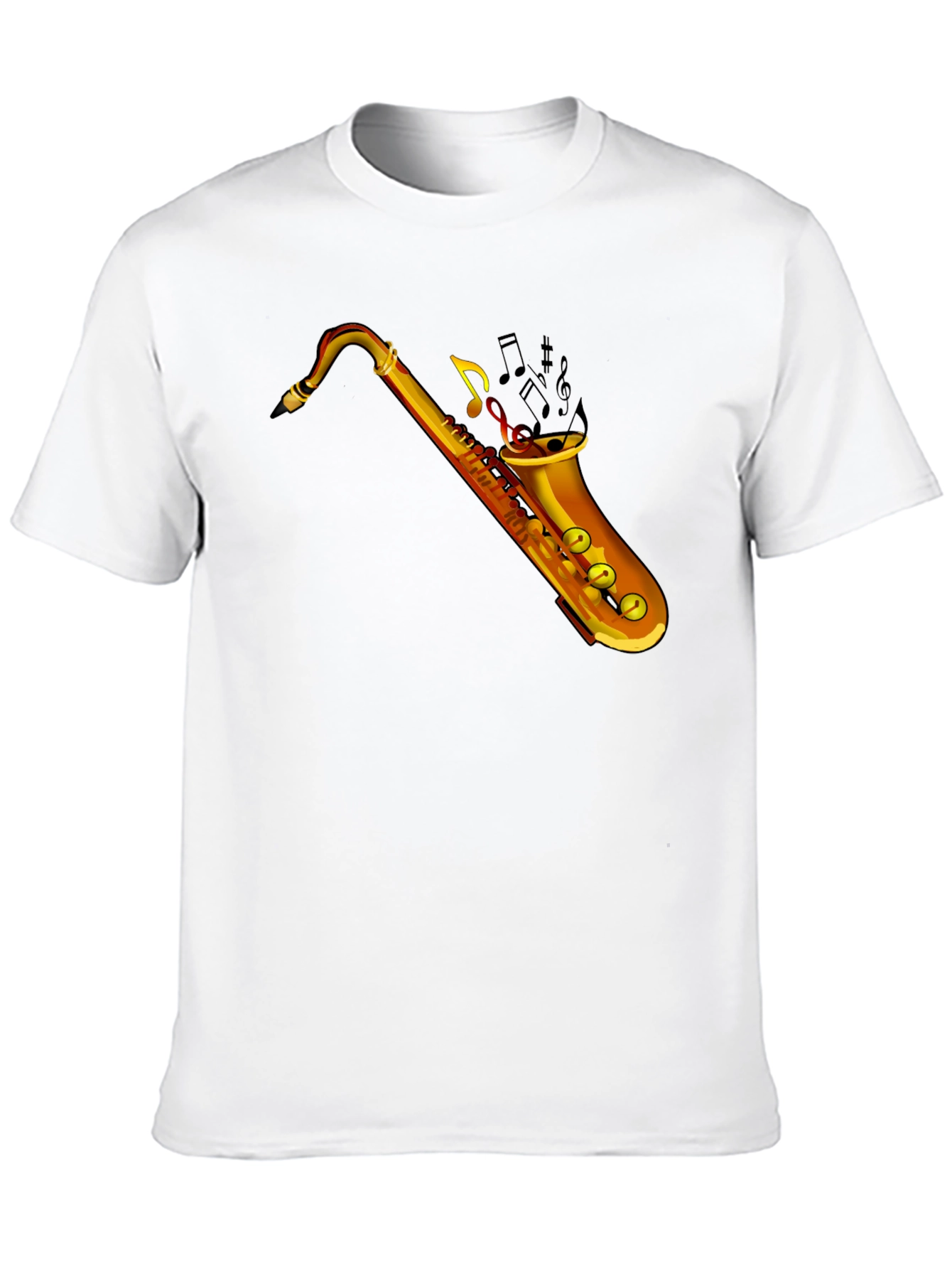 Saxophone Music Notes Graphic Black T-Shirt