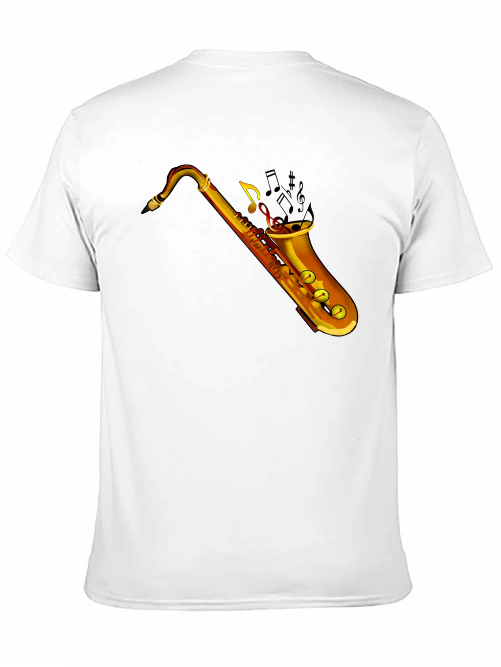 Saxophone Music Notes Graphic Black T-Shirt