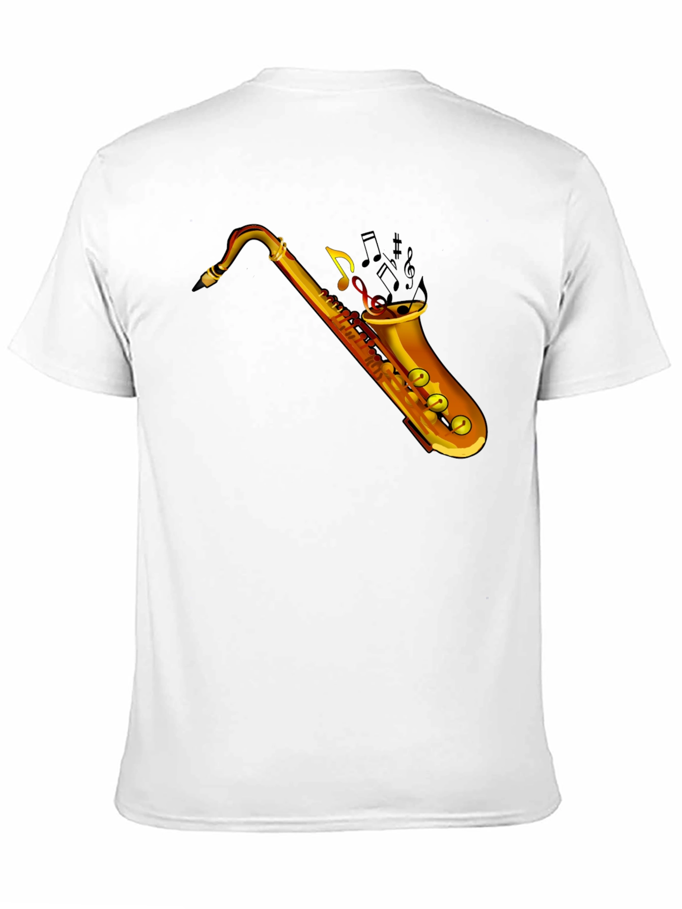 Saxophone Music Notes Graphic Black T-Shirt