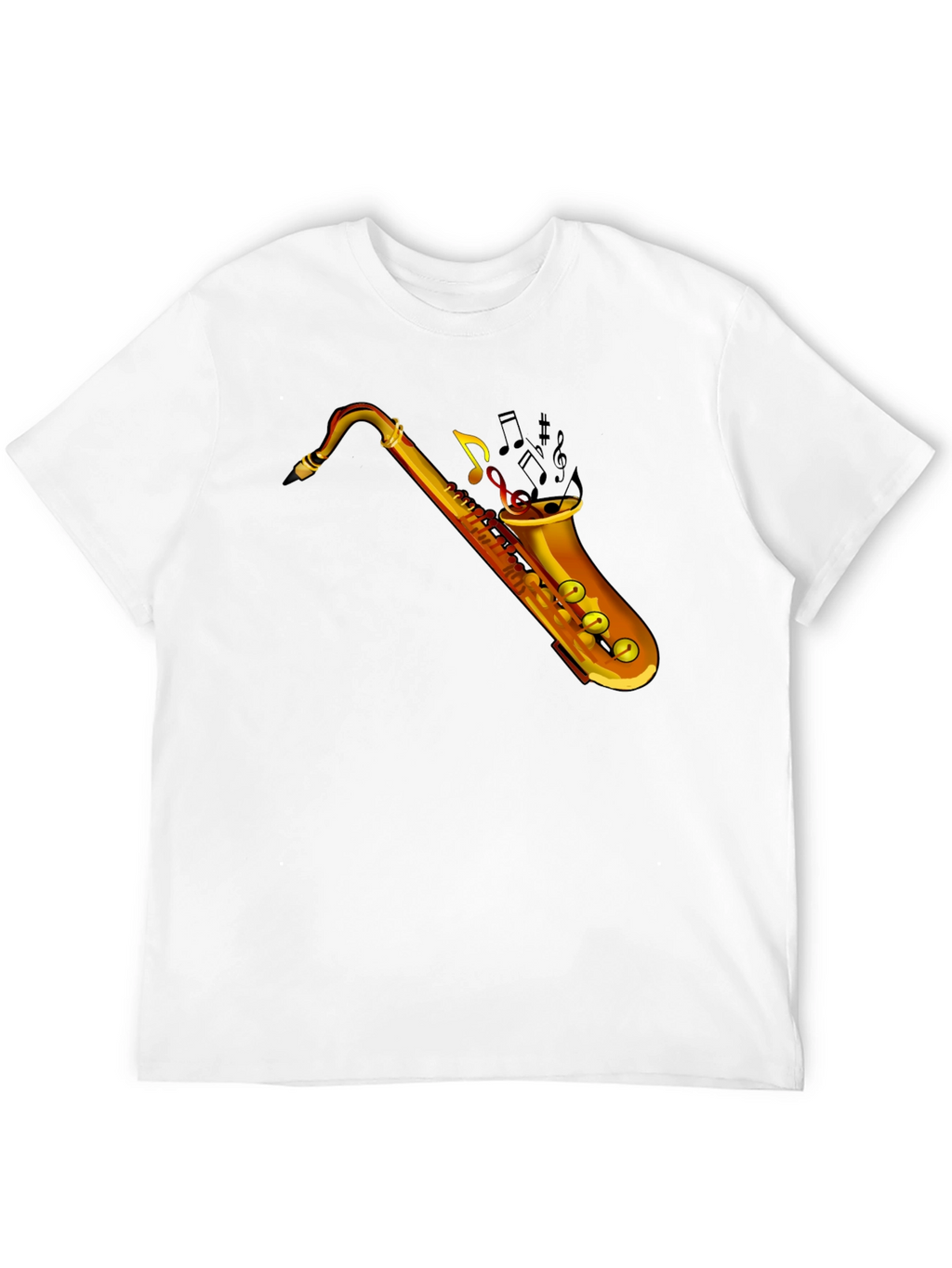 Saxophone Music Notes Graphic Black T-Shirt