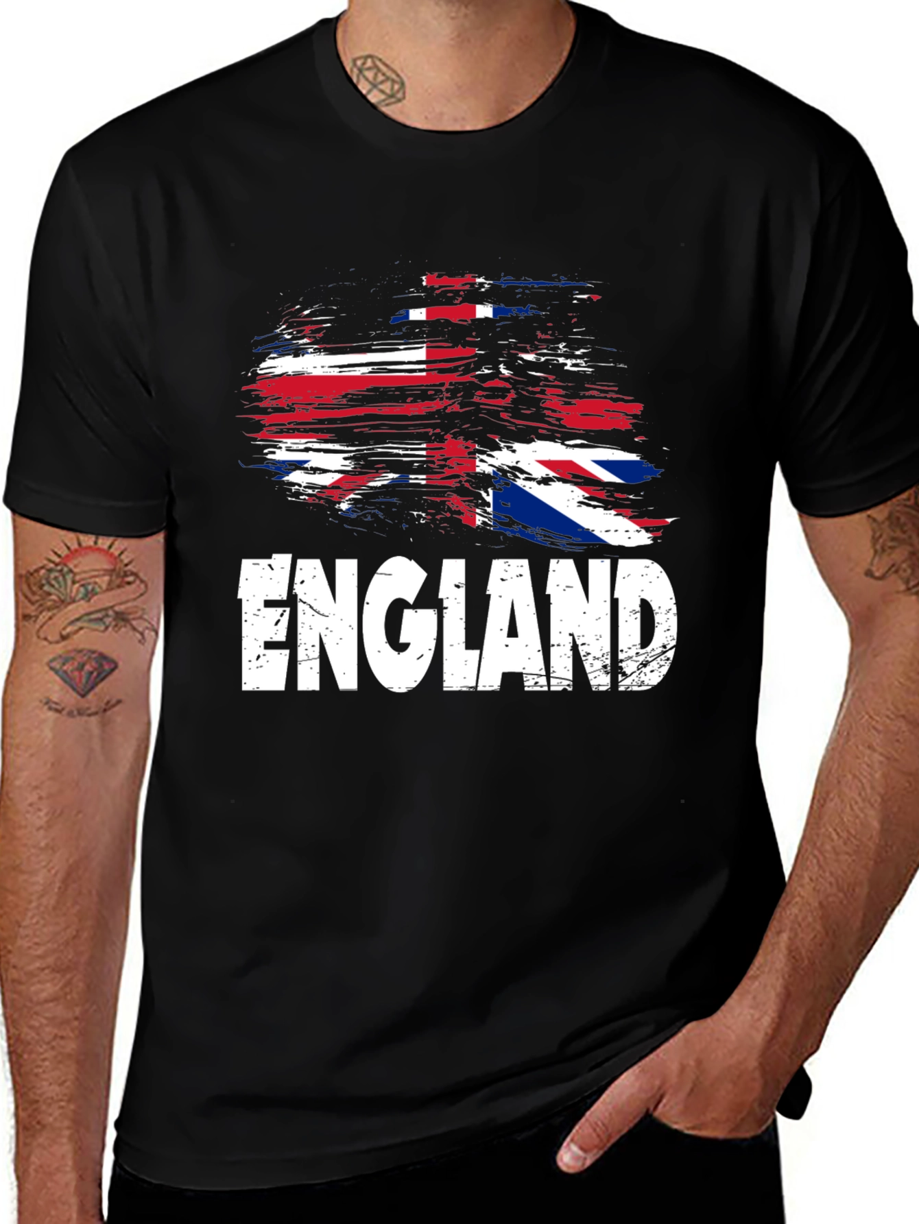 England Flag Graphic T-Shirt - Black