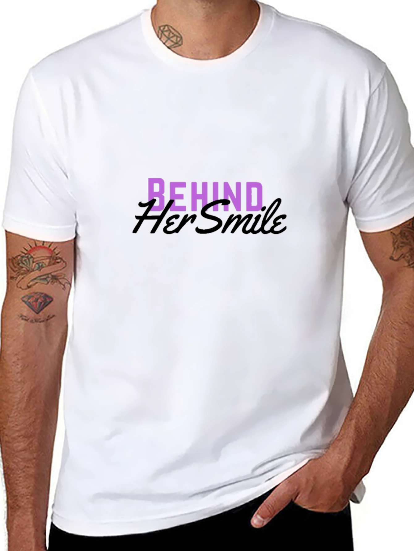 Behind Her Smile Graphic Tee - Black
