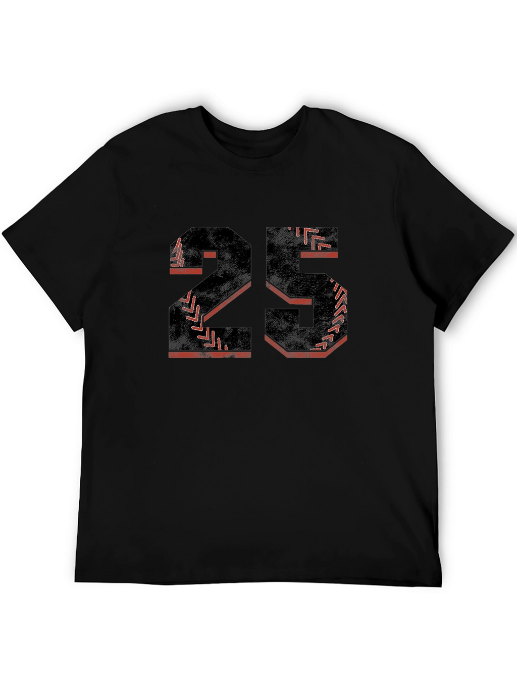 Baseball Number 25 Black T-Shirt