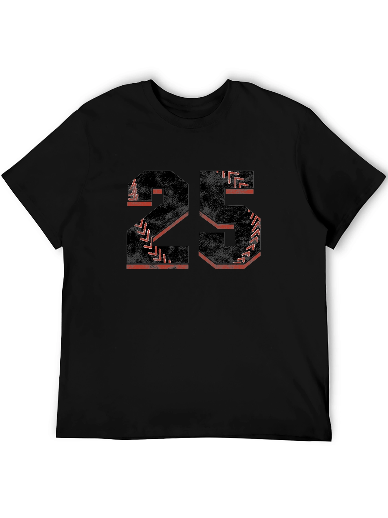 Baseball Number 25 Black T-Shirt