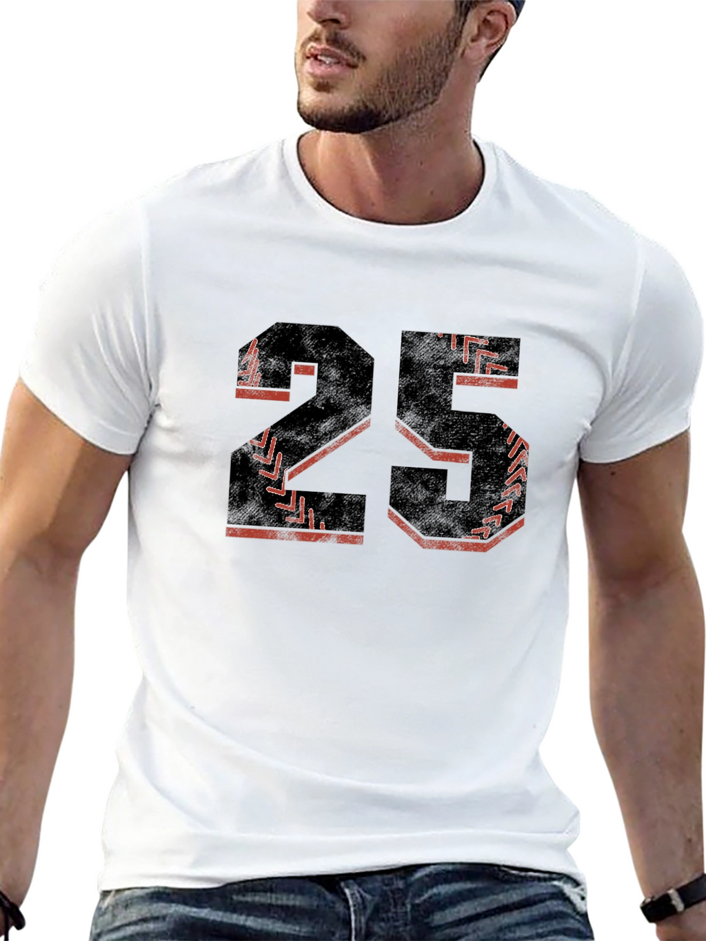 Baseball Number 25 Black T-Shirt