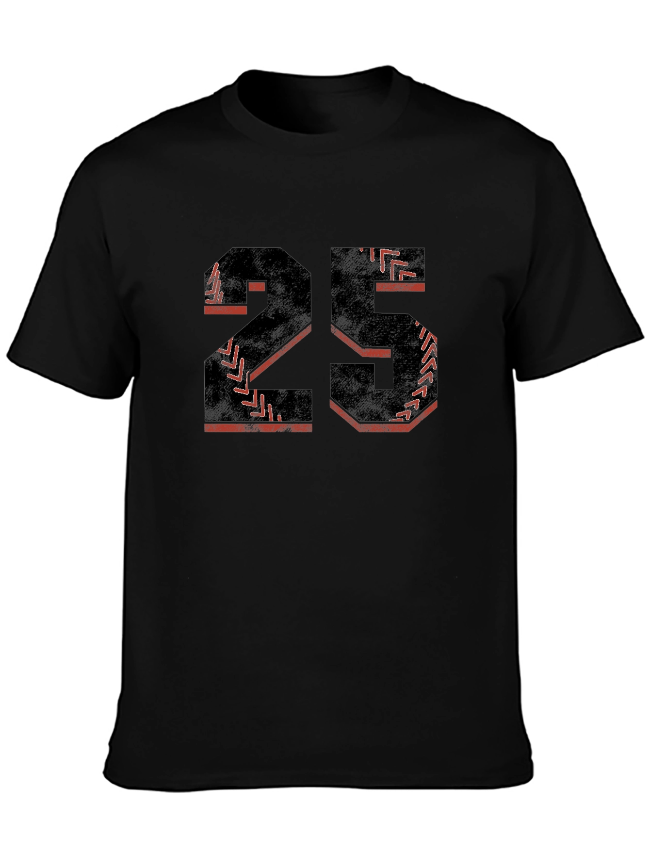 Baseball Number 25 Black T-Shirt