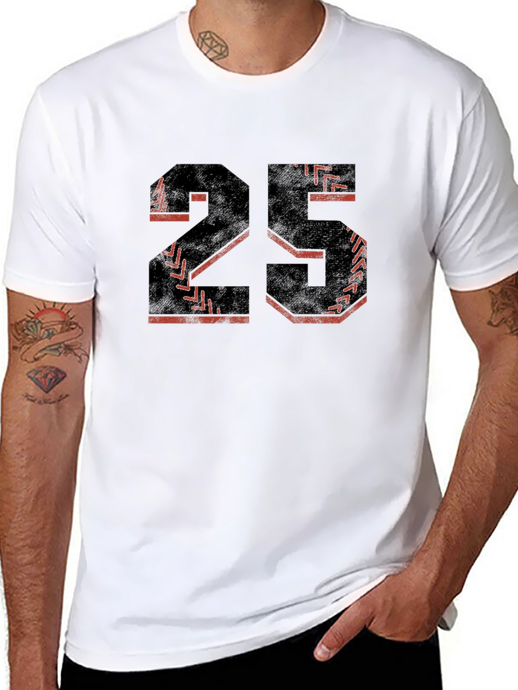 Baseball Number 25 Black T-Shirt