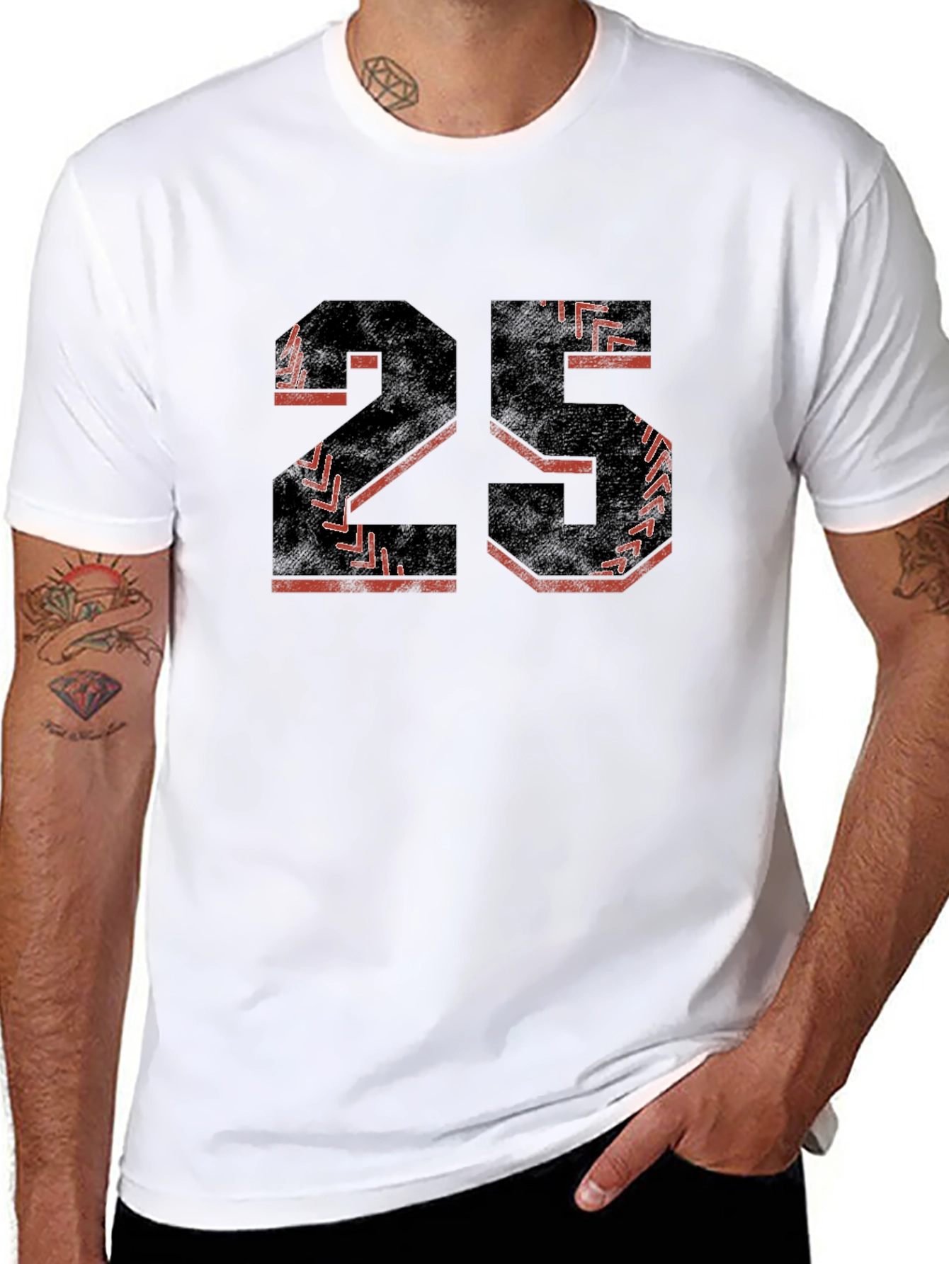Baseball Number 25 Black T-Shirt