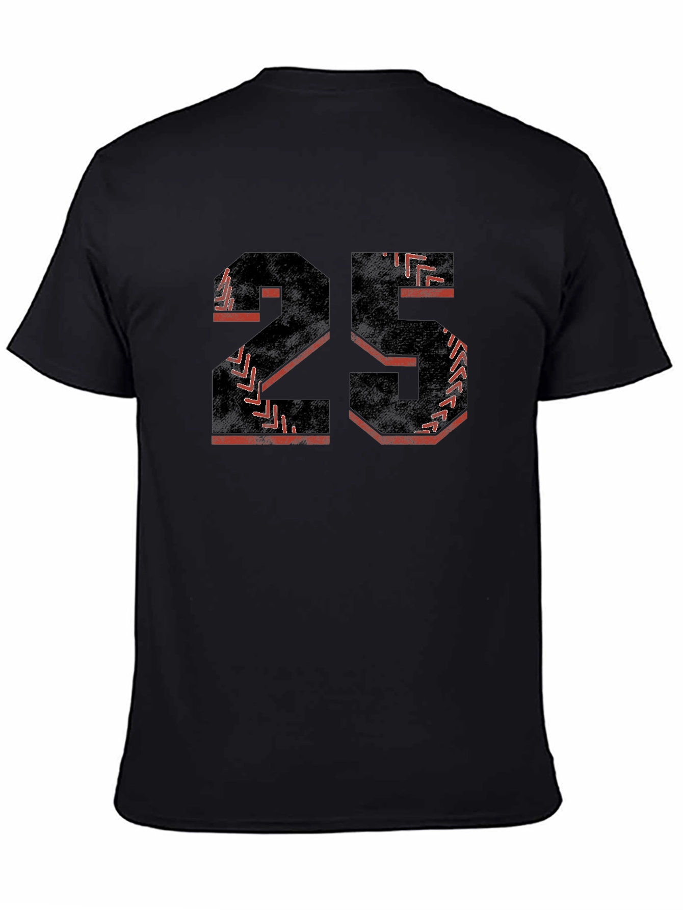Baseball Number 25 Black T-Shirt