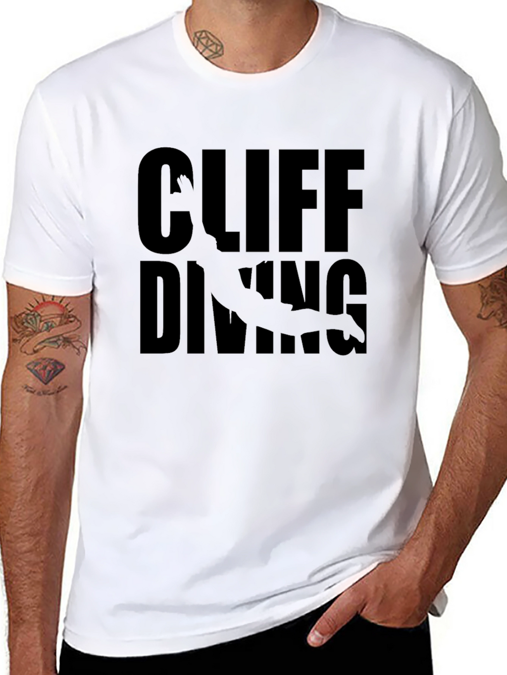 Cliff Diving Graphic Black T-Shirt