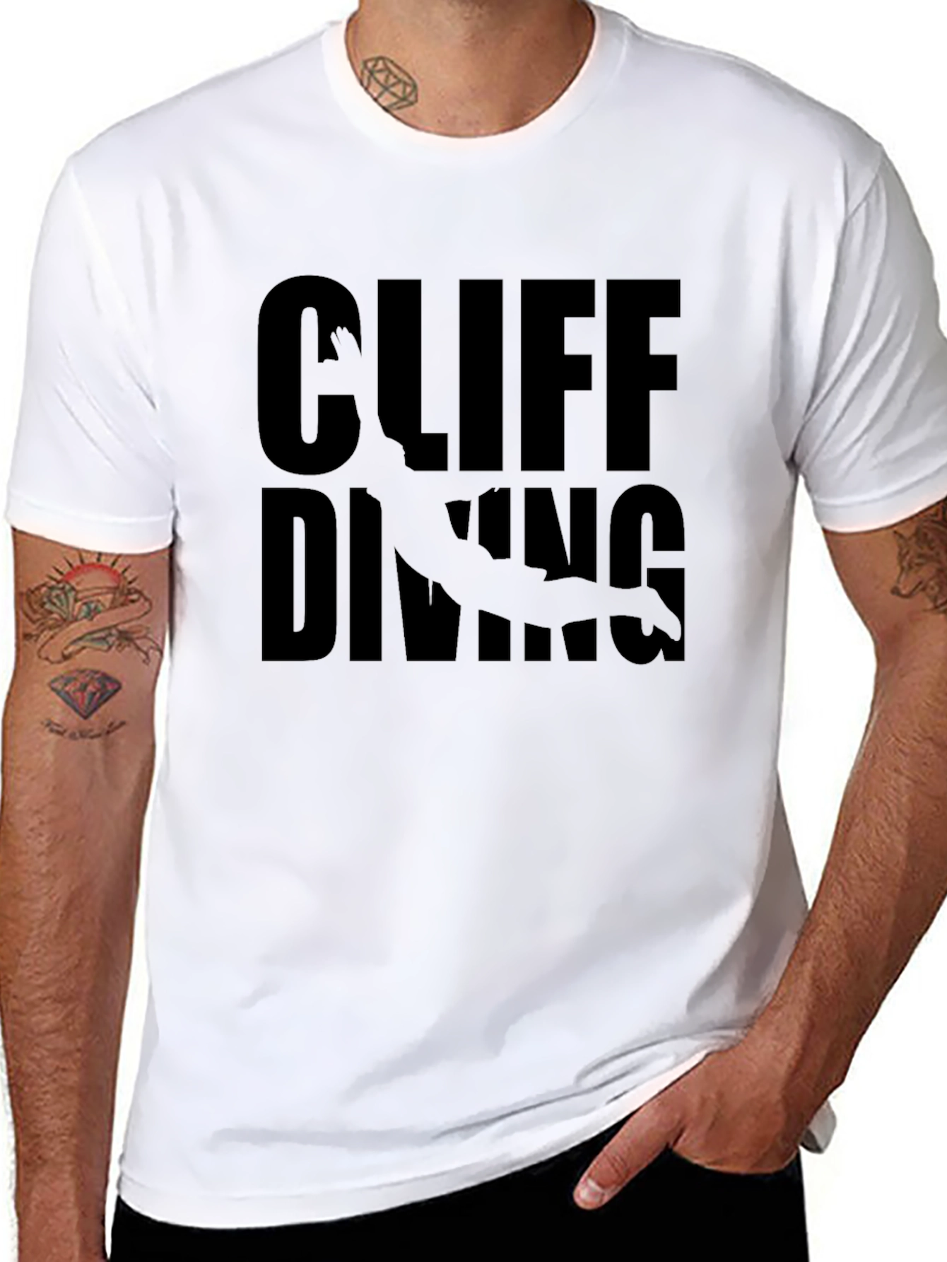 Cliff Diving Graphic Black T-Shirt