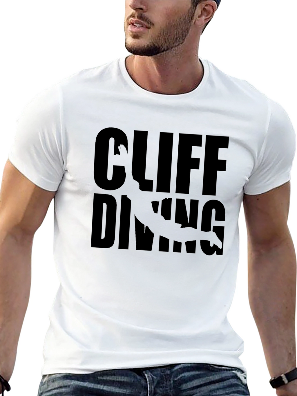Cliff Diving Graphic Black T-Shirt