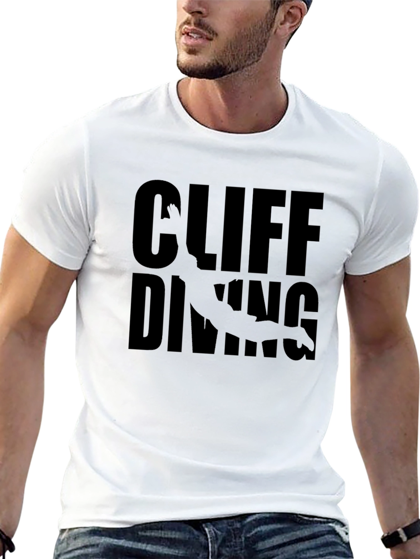 Cliff Diving Graphic Black T-Shirt