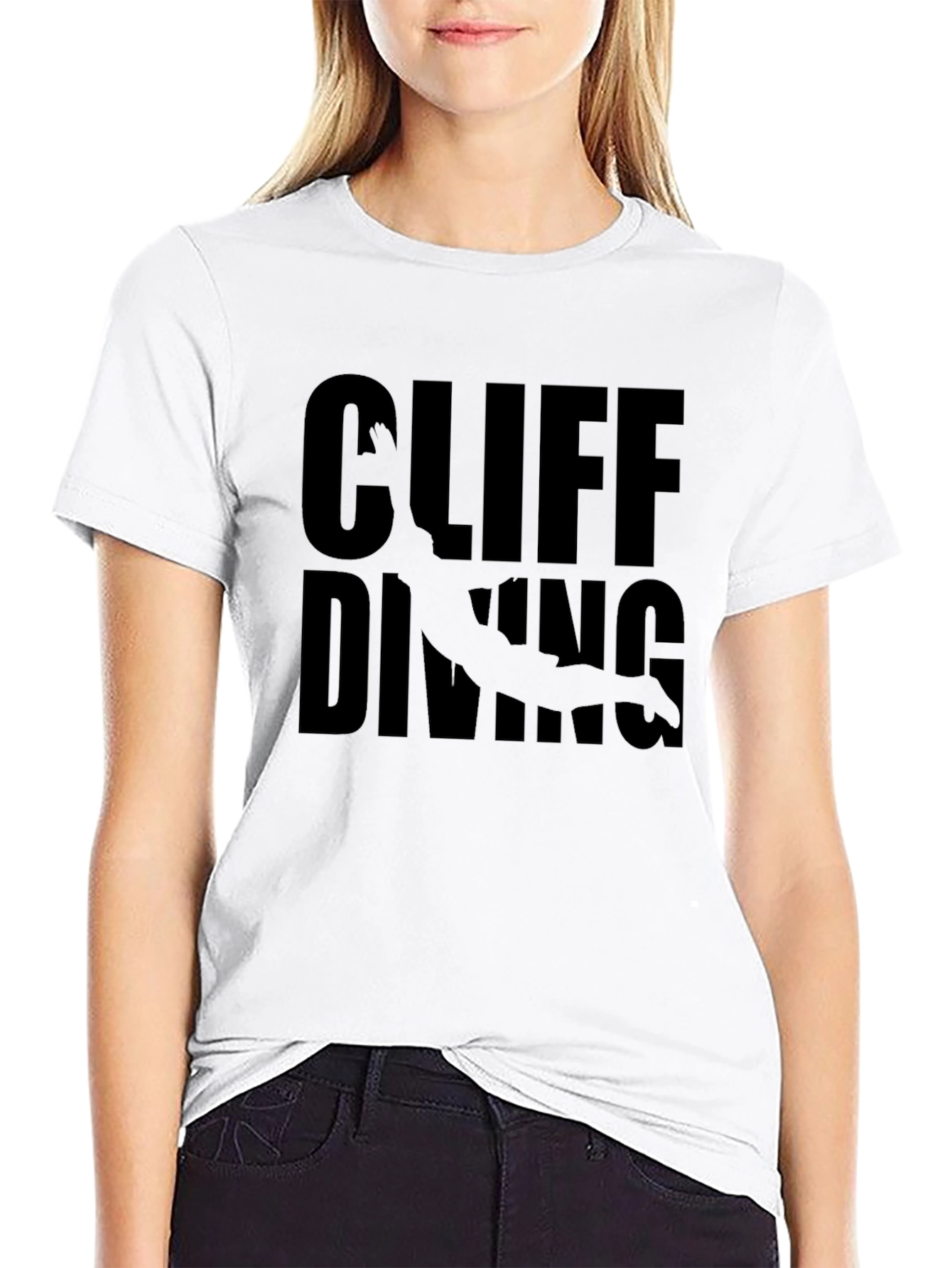 Cliff Diving Graphic Black T-Shirt