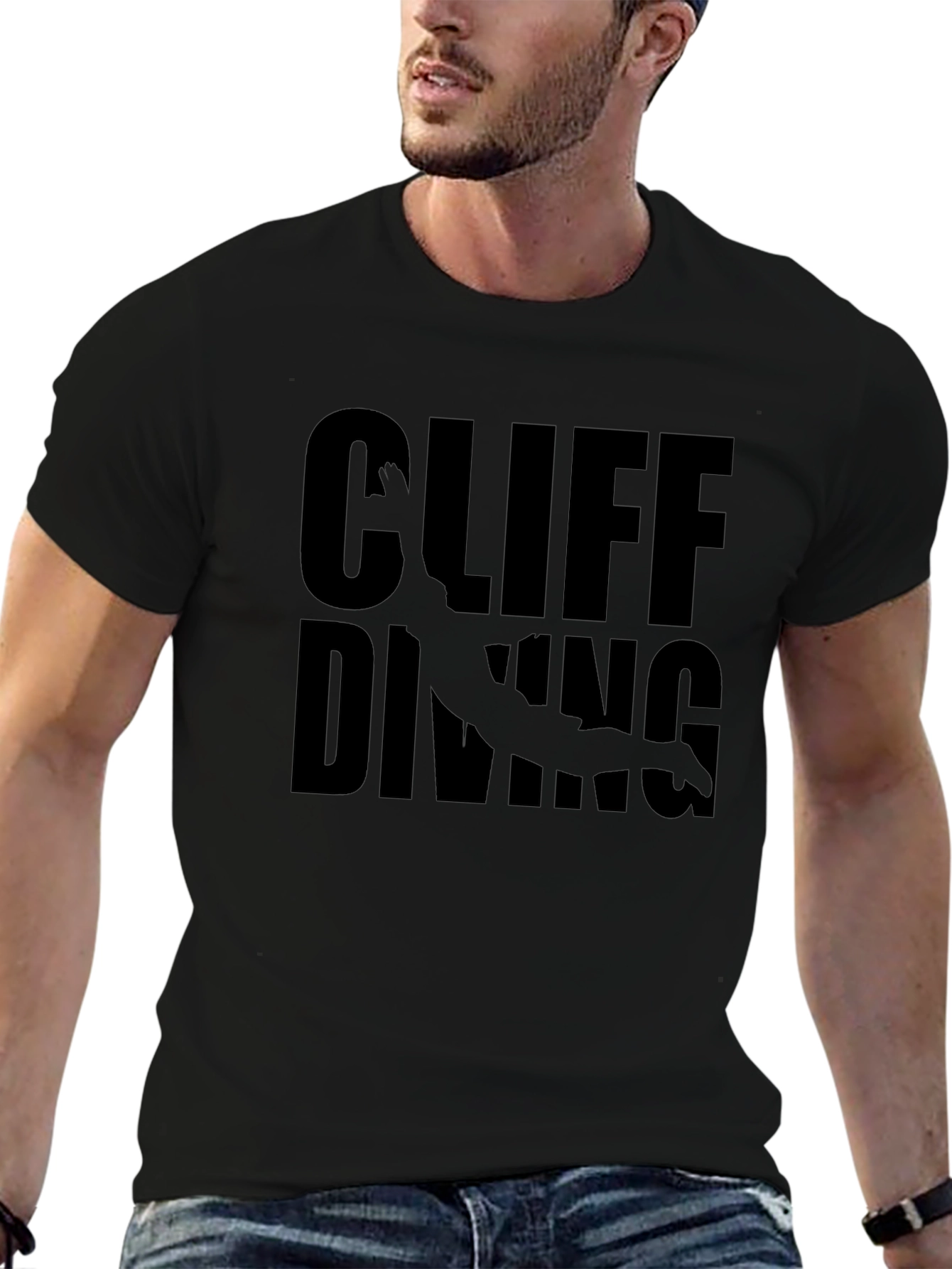 Cliff Diving Graphic Black T-Shirt