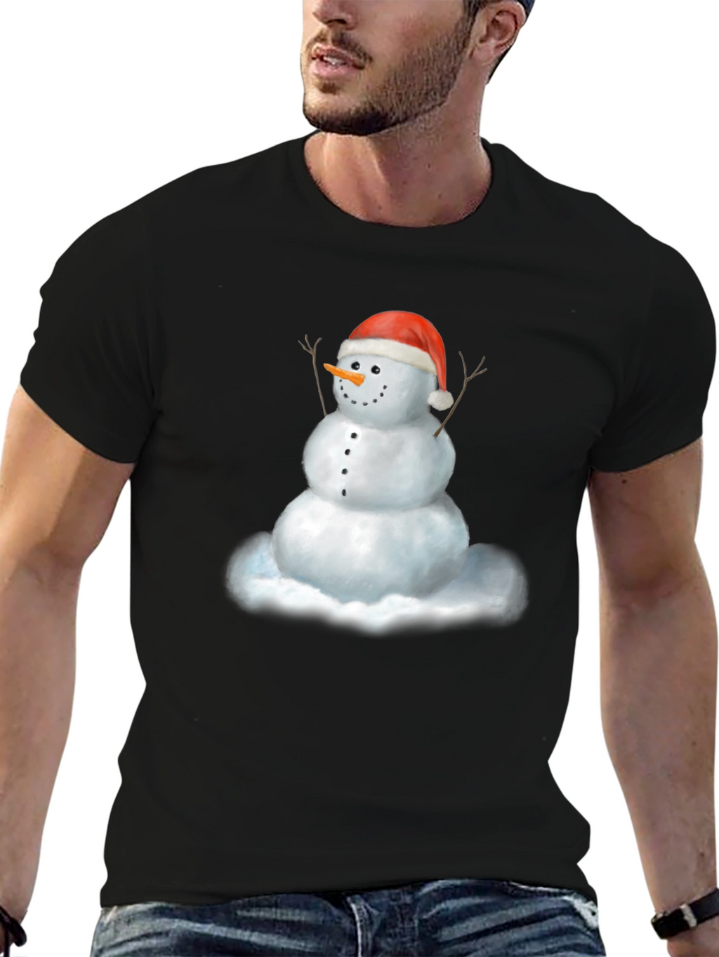 Festive Snowman Graphic Tee - Holiday Cheer