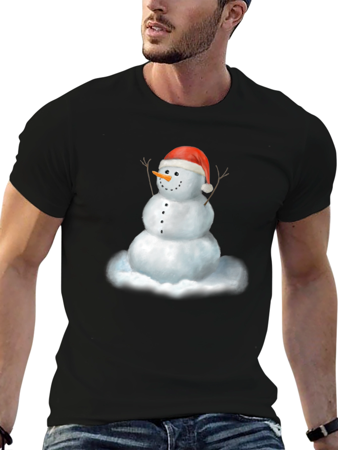 Festive Snowman Graphic Tee - Holiday Cheer