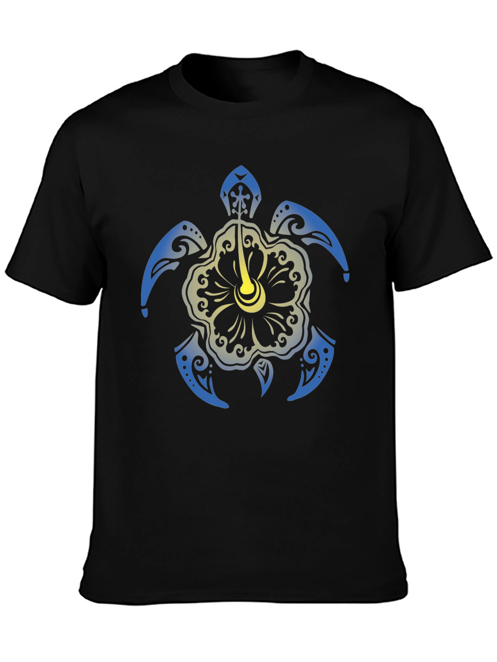 Turtle Hibiscus Graphic Tee - Black