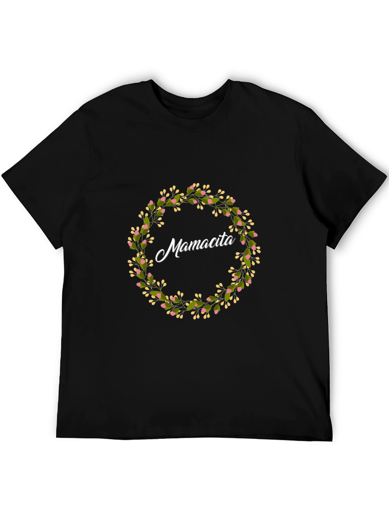 Mamacita Floral Wreath Graphic T-Shirt - Trendy Casual Tee