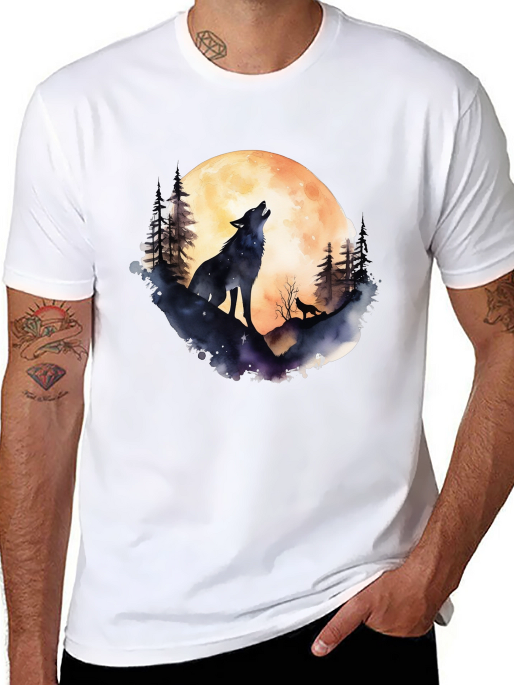 Wolf Moon Graphic Tee - Black