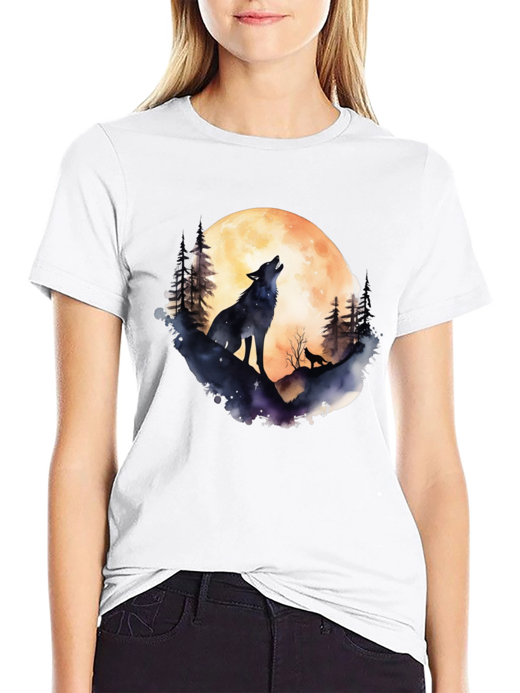 Wolf Moon Graphic Tee - Black