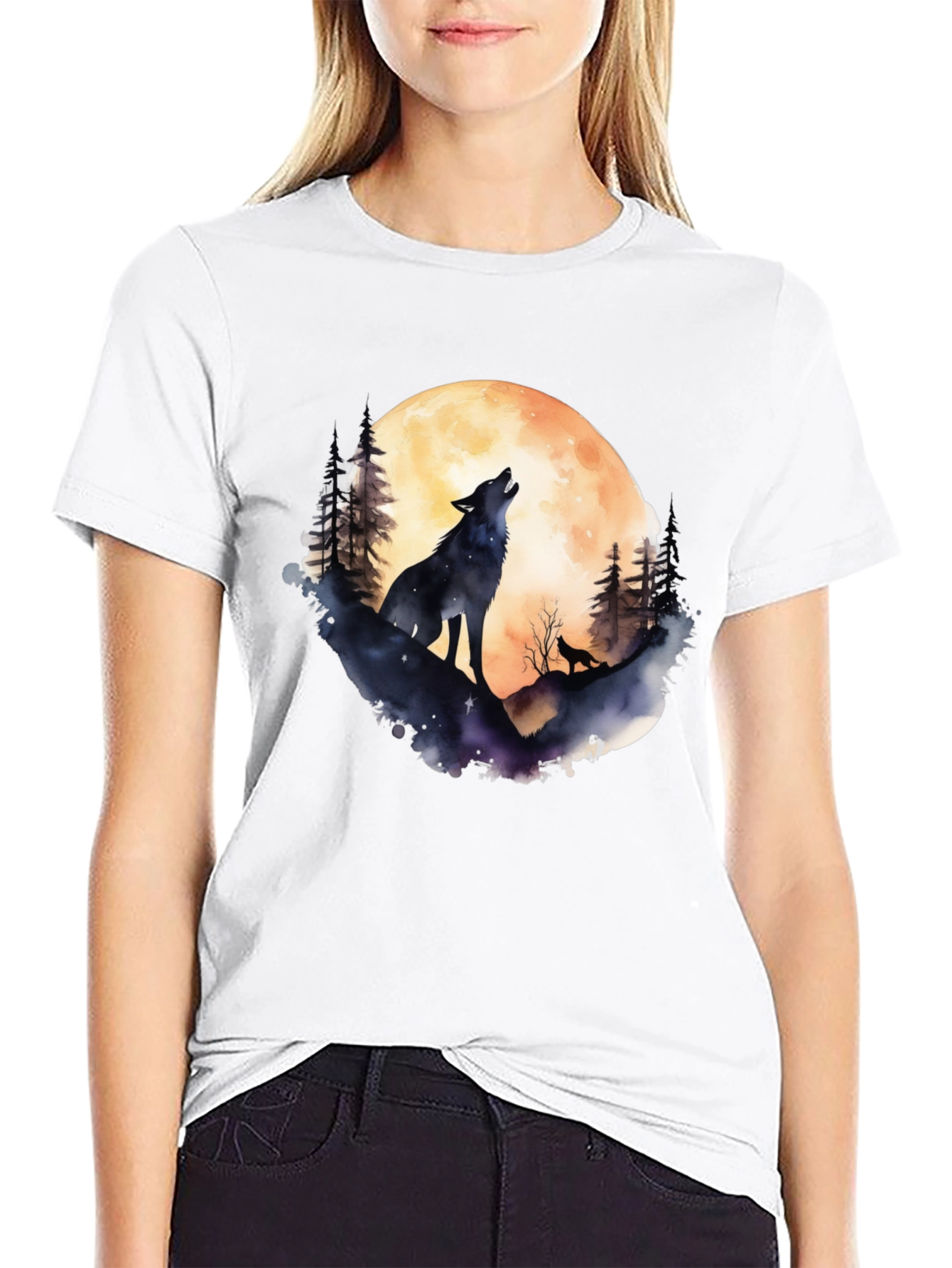 Wolf Moon Graphic Tee - Black
