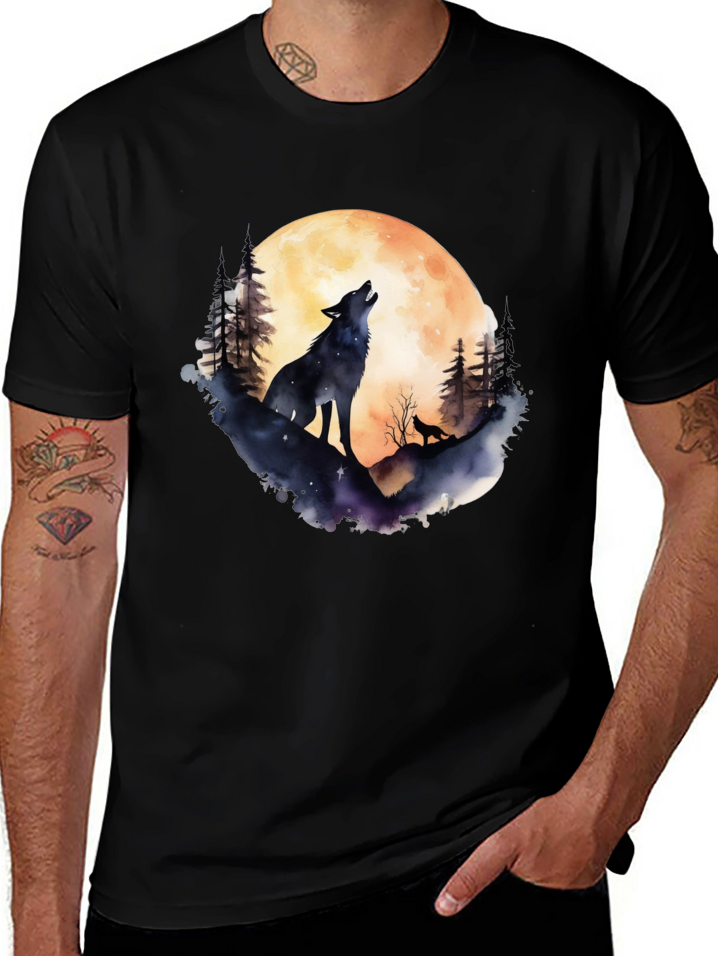 Wolf Moon Graphic Tee - Black