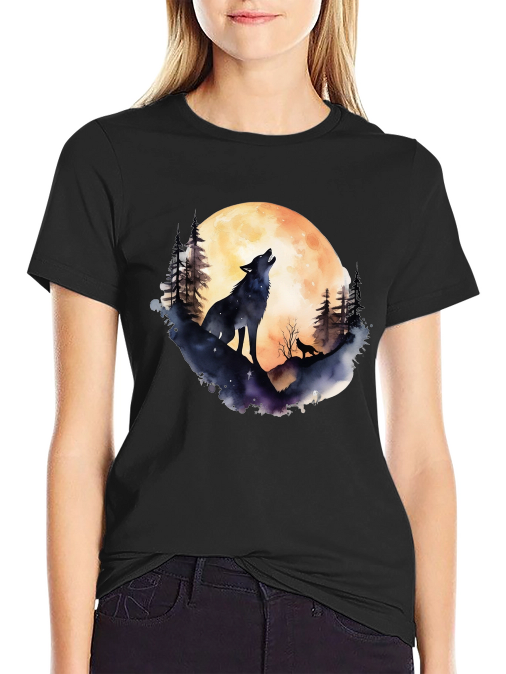 Wolf Moon Graphic Tee - Black