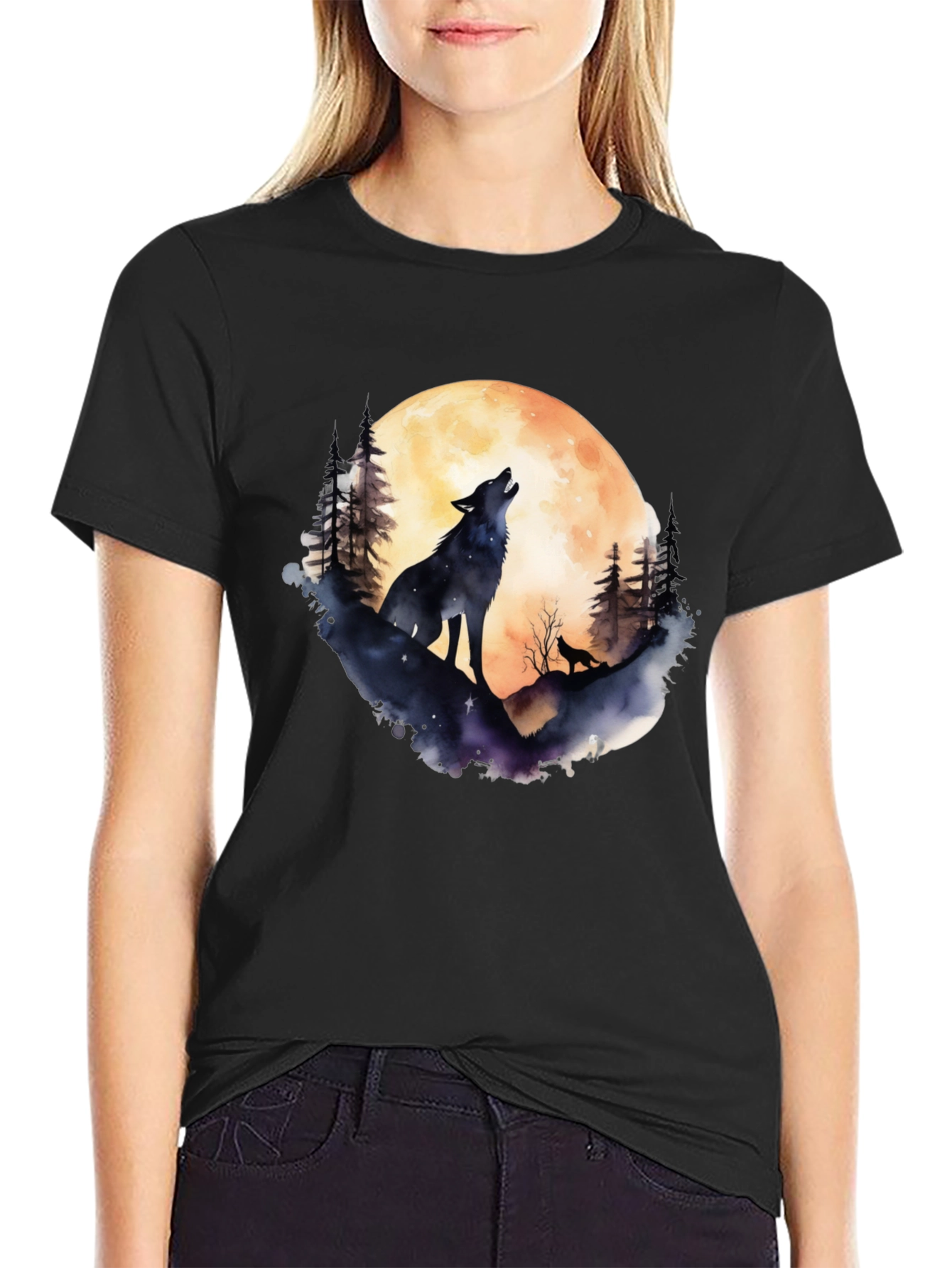 Wolf Moon Graphic Tee - Black