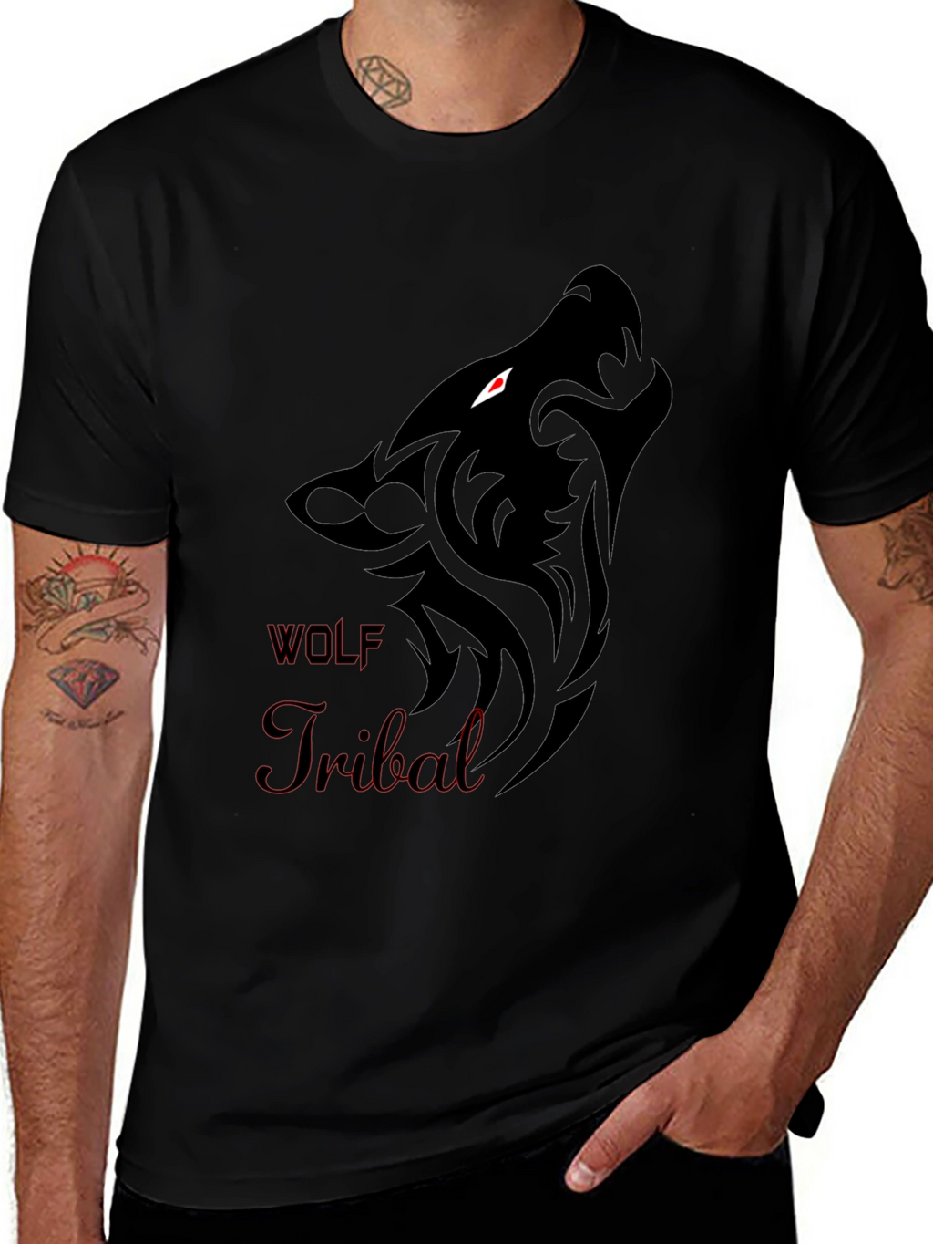 Tribal Wolf Graphic T-Shirt - Bold Design