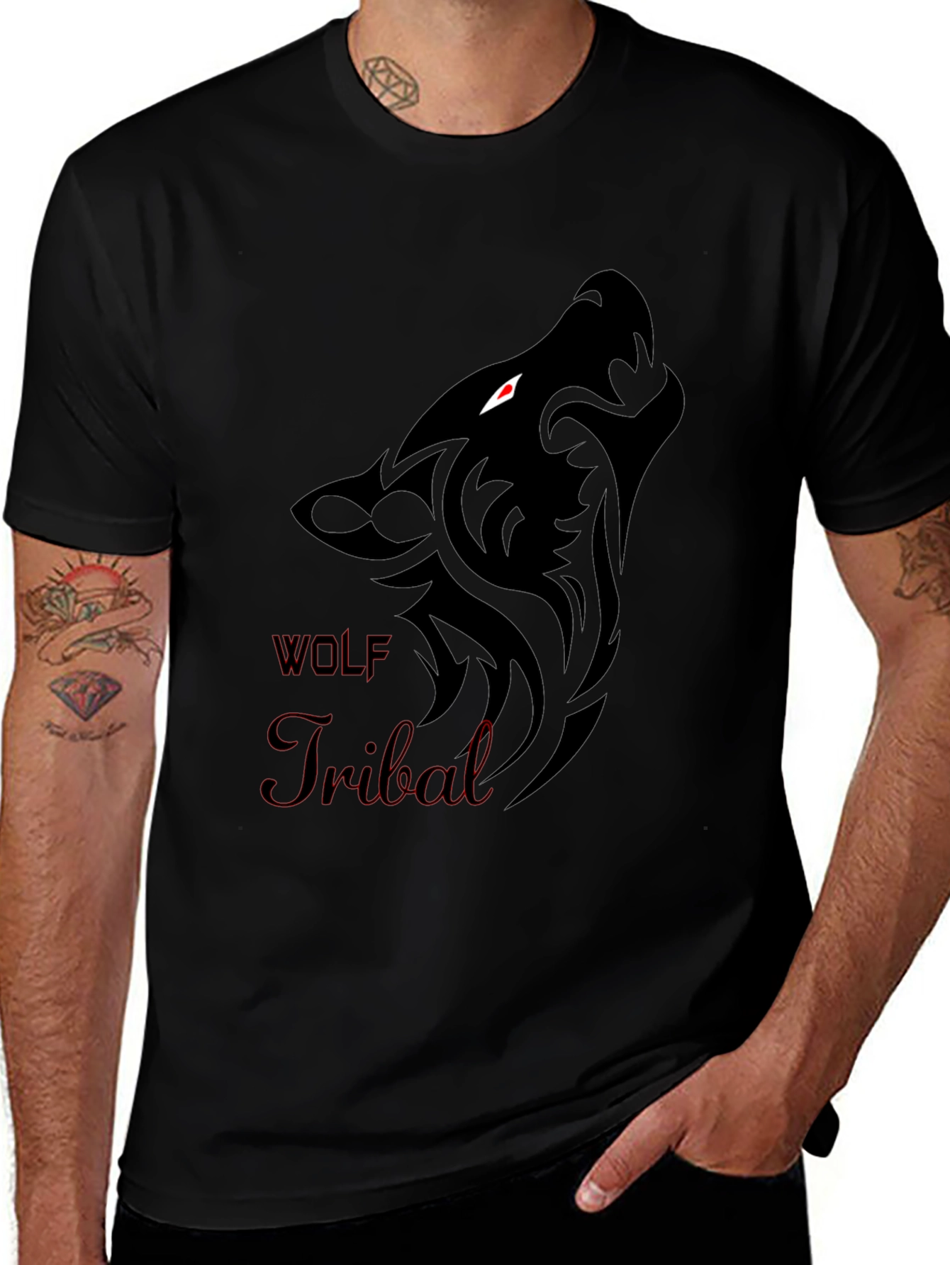 Tribal Wolf Graphic T-Shirt - Bold Design