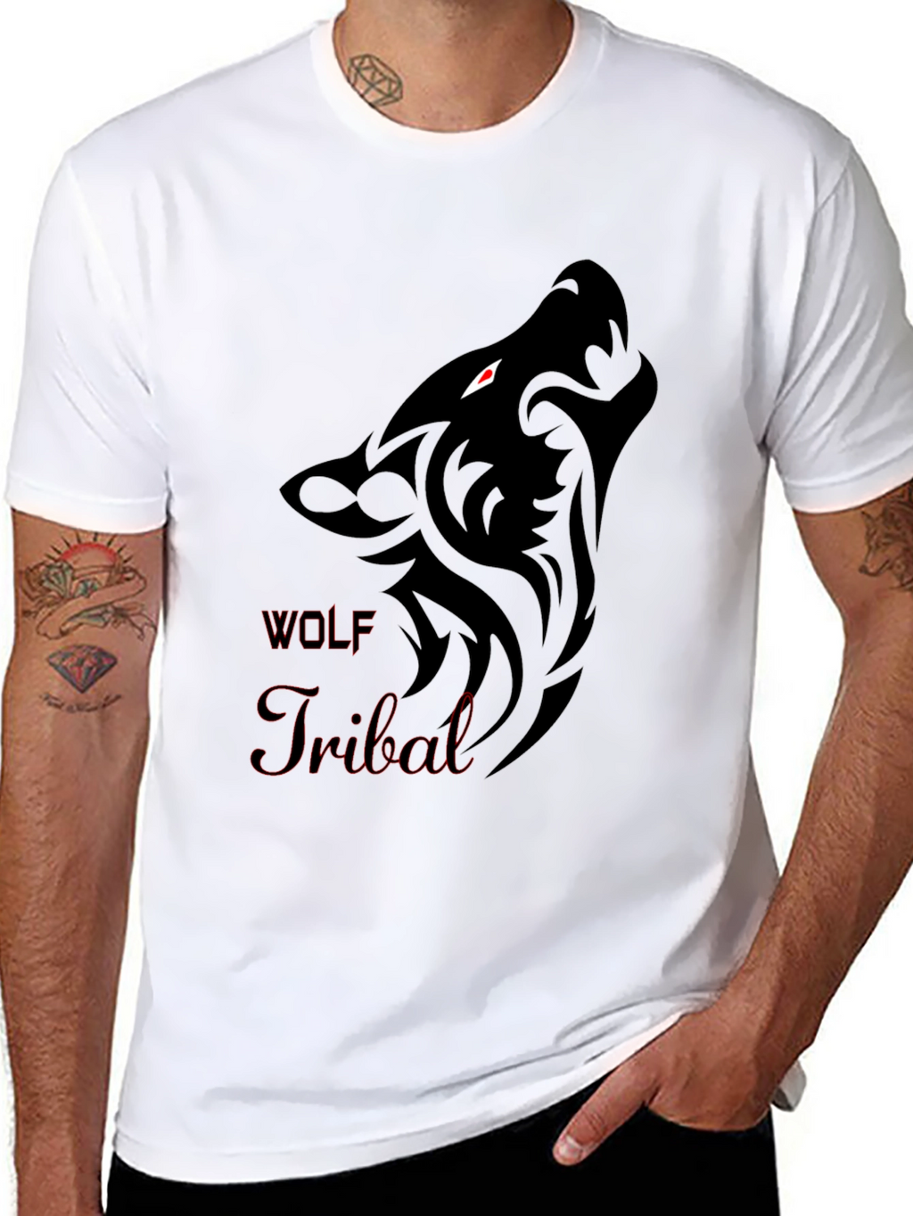 Tribal Wolf Graphic T-Shirt - Bold Design