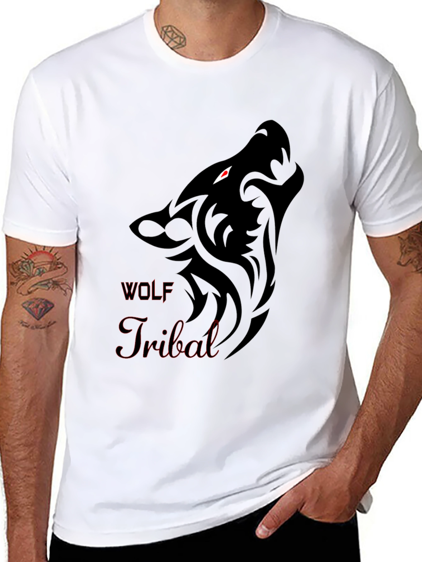 Tribal Wolf Graphic T-Shirt - Bold Design