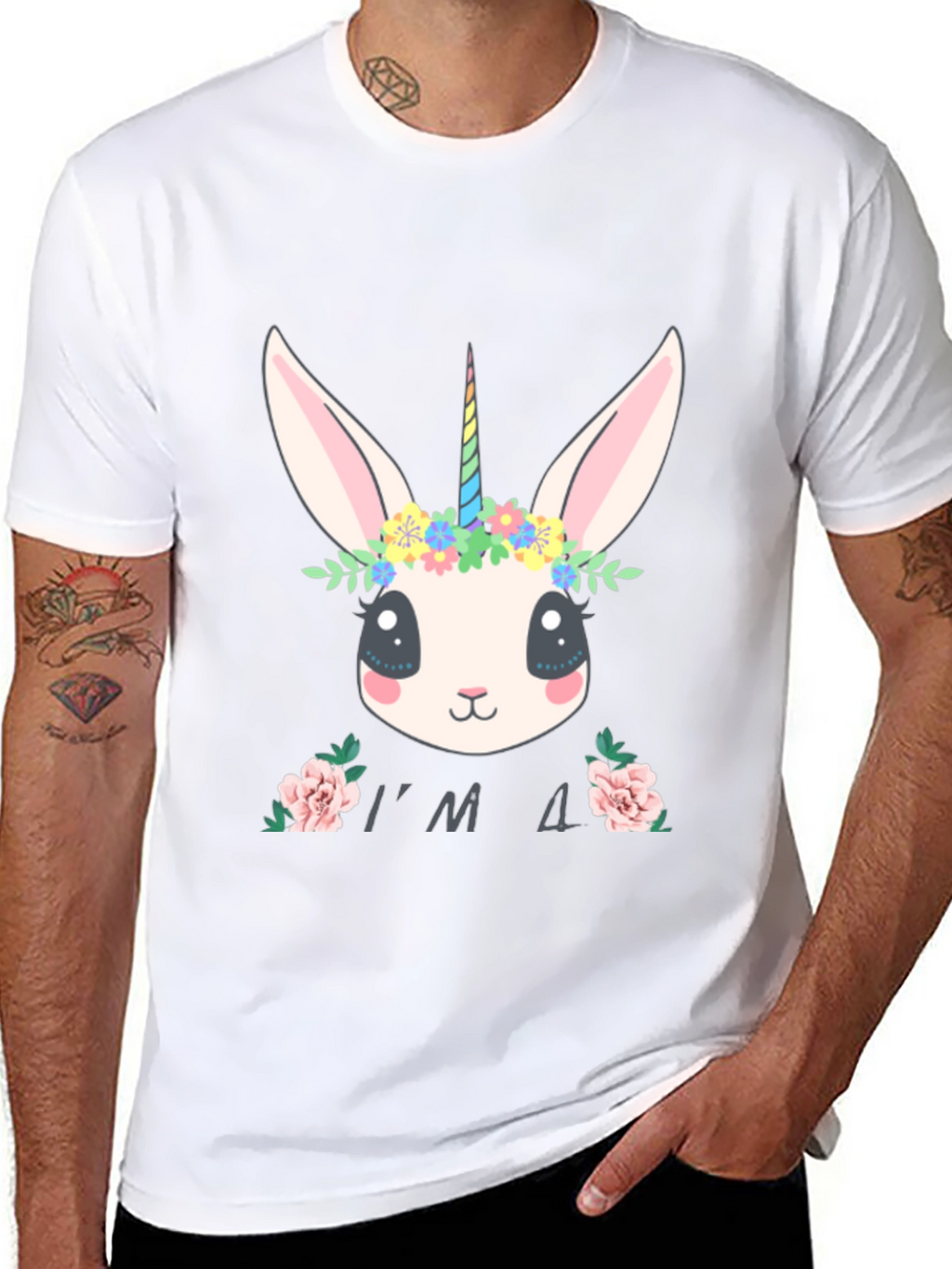 Cute Bunny Unicorn 4th Birthday T-Shirt