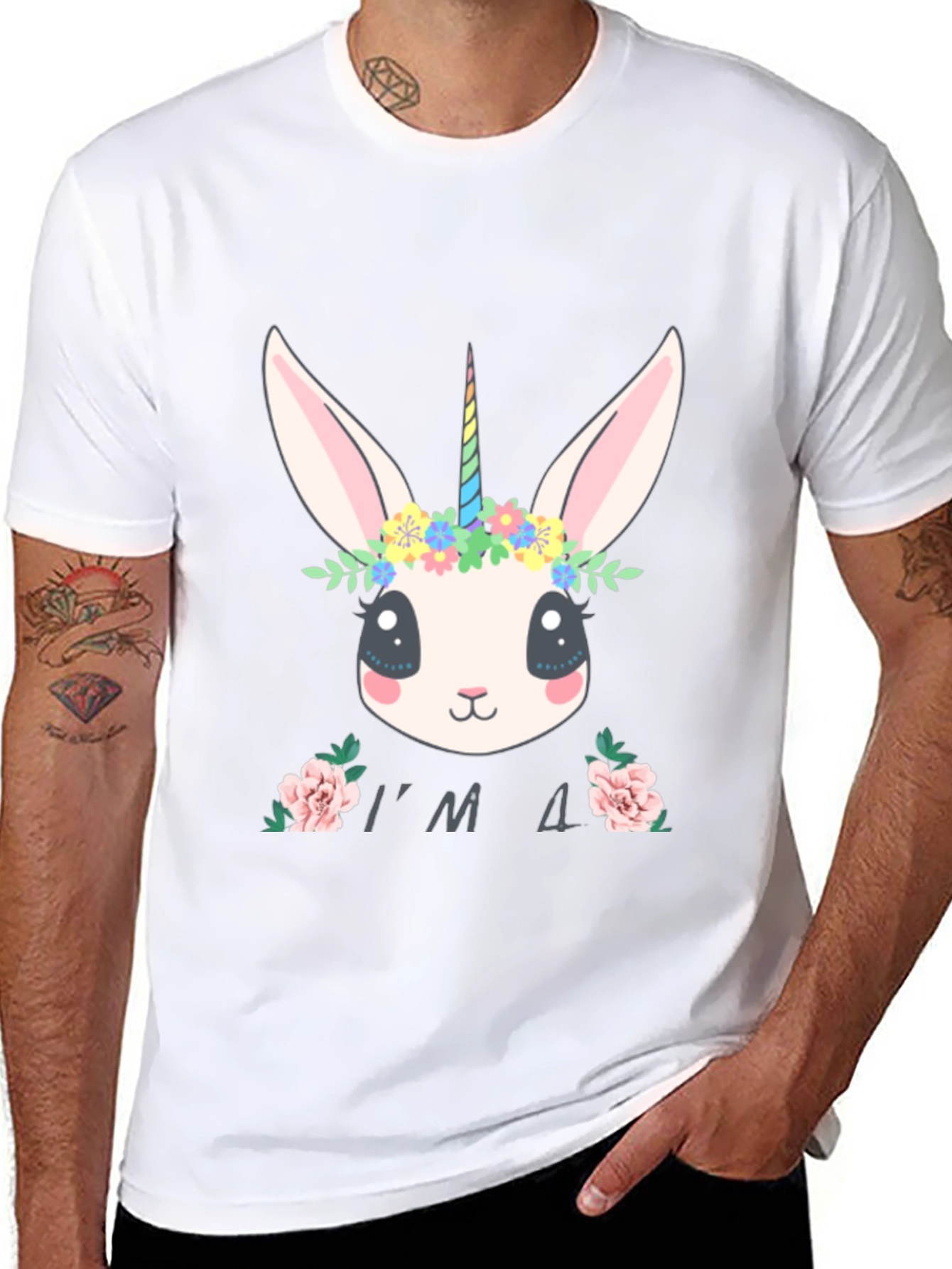 Cute Bunny Unicorn 4th Birthday T-Shirt