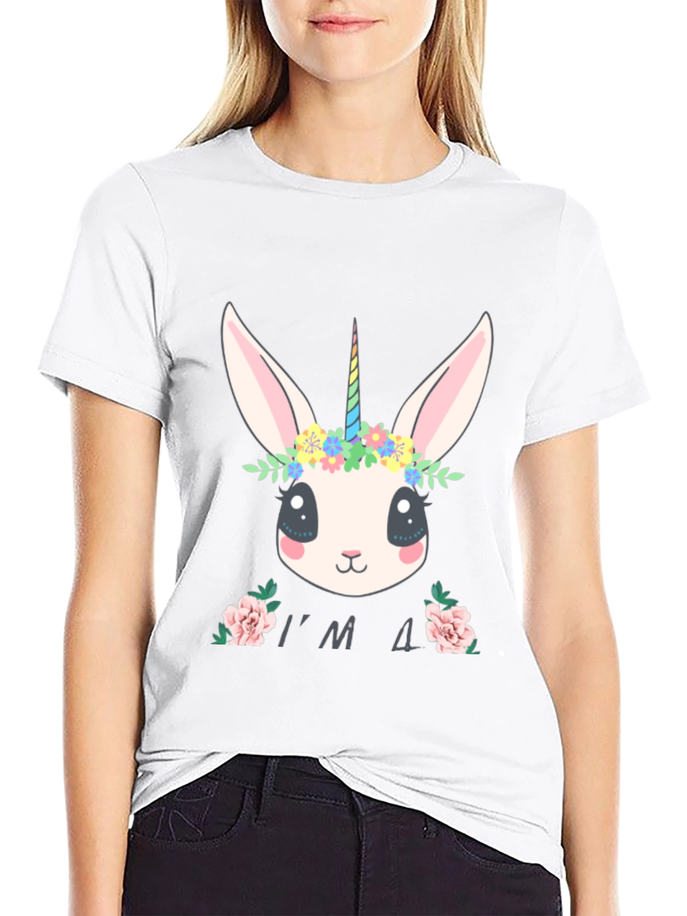 Cute Bunny Unicorn 4th Birthday T-Shirt